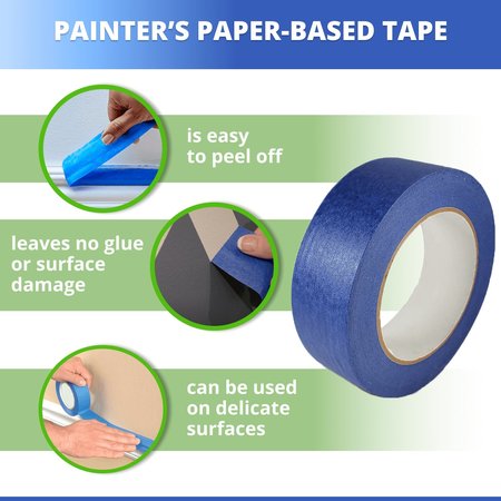 Idl Packaging 9in x 60 yd Masking Paper and 1 1/2in x 60 yd Painters Tape, for Covering, 2PK 2x GPH-9, 4463-112